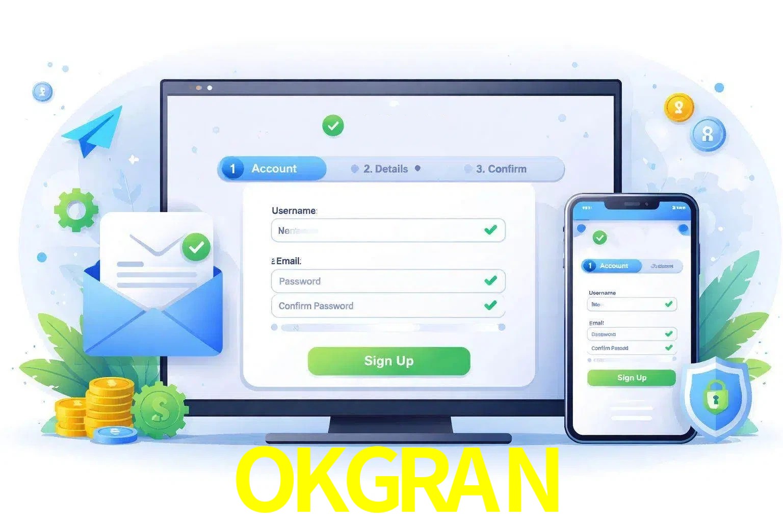 Registro de nuevo usuario y configuración de cuenta OKGRAN